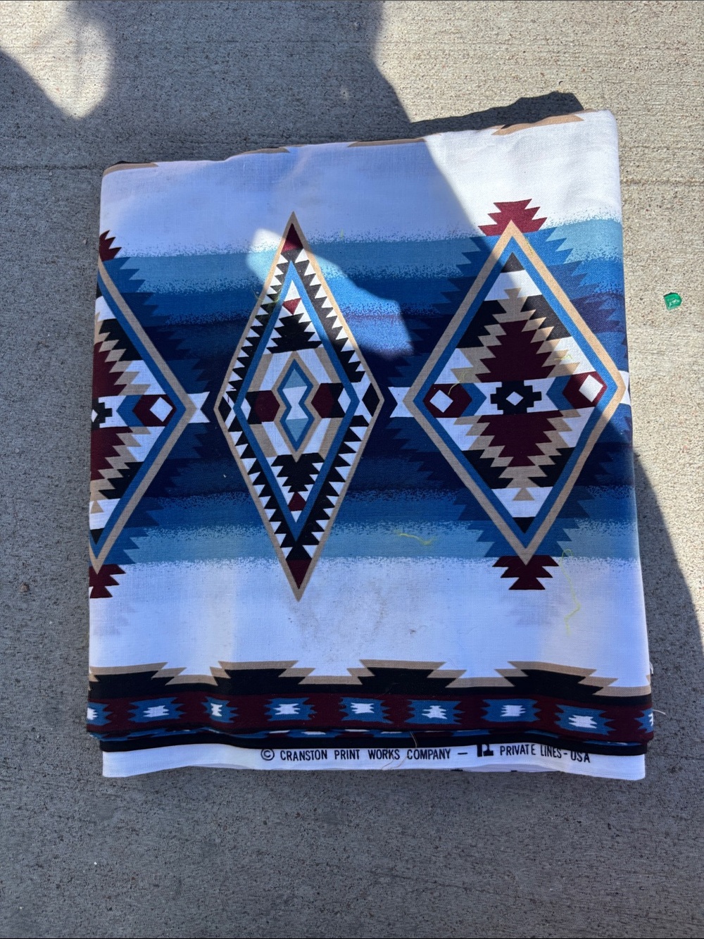 Southwestern Diamond Pattern fabric yard - Blue & White